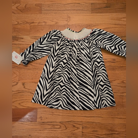 Marmalatta Girls Smocked Zebra Print Dress, NWT,, 2T - Picture 3 of 5